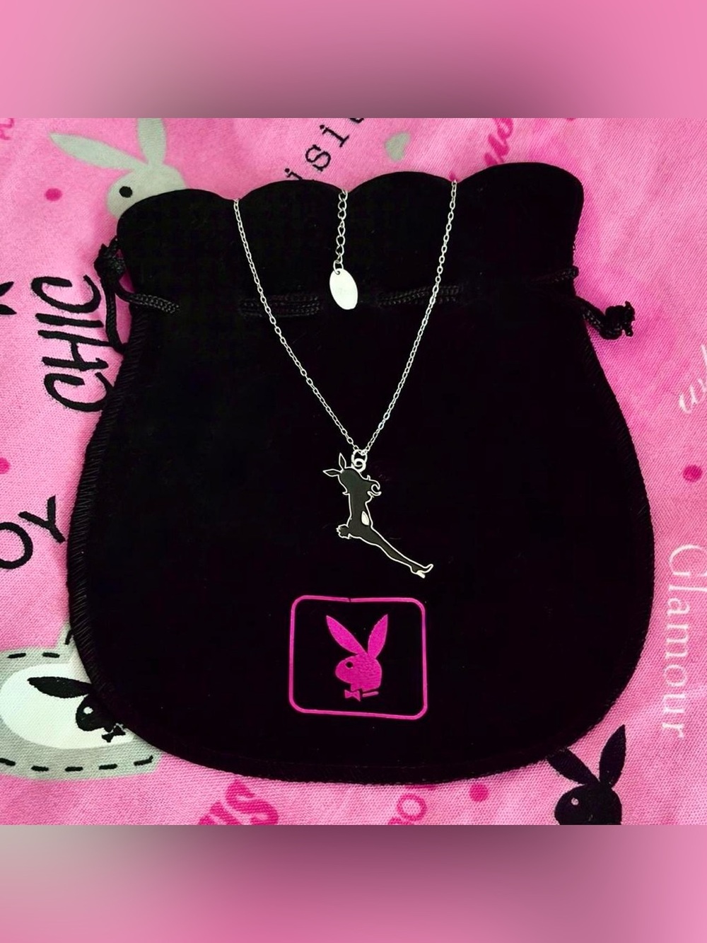 Playboy Y2K playmate bunny ears girl necklace